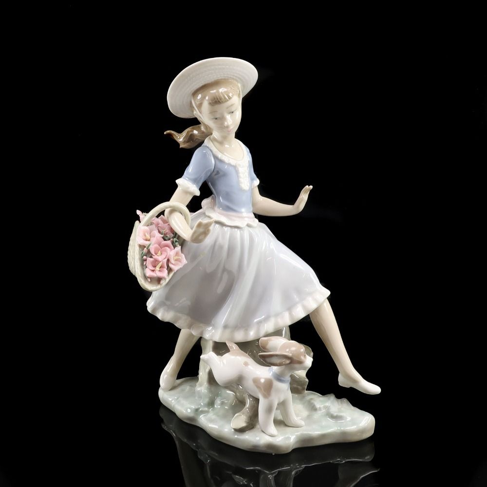 【Lladro】リヤドロ 4920 子犬とかけっこ ポーセリン _ 置物 オブジェ