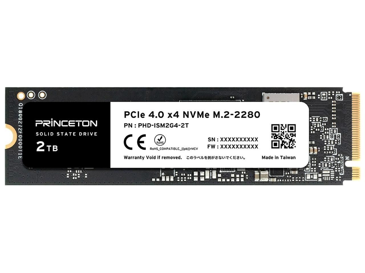 プリンストン M.2 PCIe 4.0 x 4 NVMe対応 内蔵型SSD 2 TB
