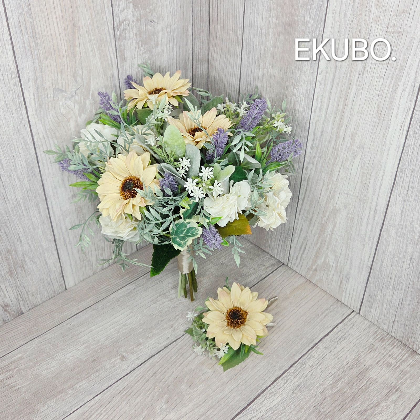 ひまわりとラベンダーのブーケ】j690 アーティフィシャルフラワー