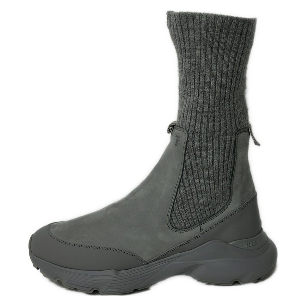 TOD'S(トッズ) ショートブーツ 35 レディース - グレー ニット レザー