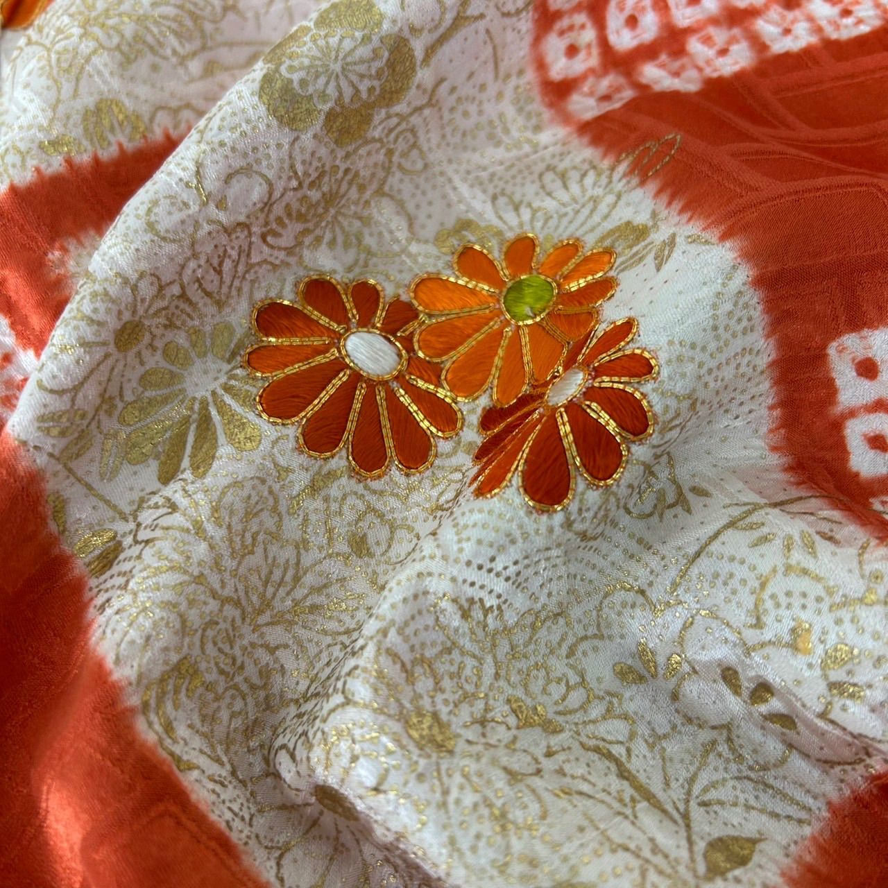 付け下げ 裄66 正絹 絞り 金駒刺繍 綸子 袷 着物 MK-3617 - メルカリ