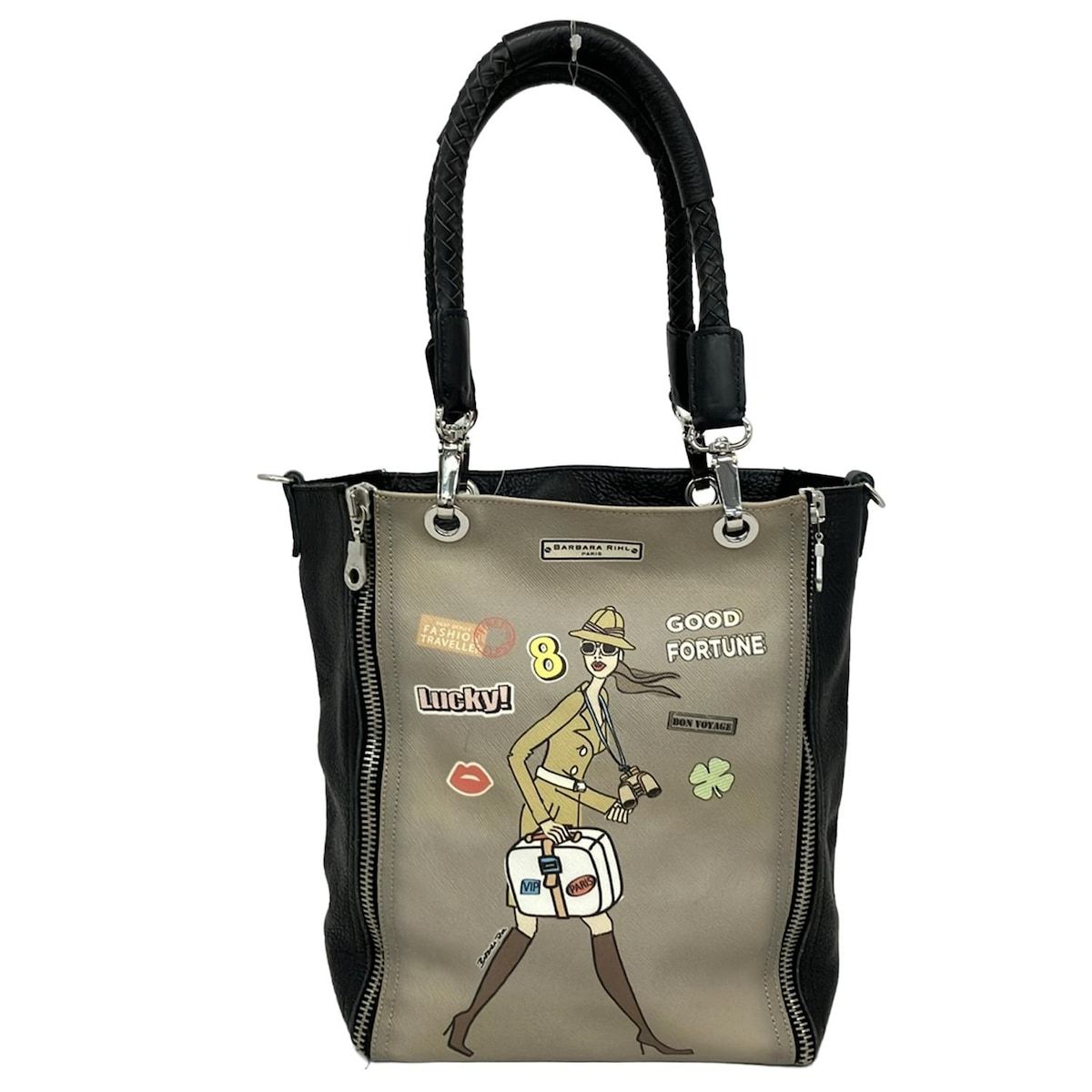 バーバラリール barbara rihl ショルダーバッグ レザー 黒×マルチ 型 
