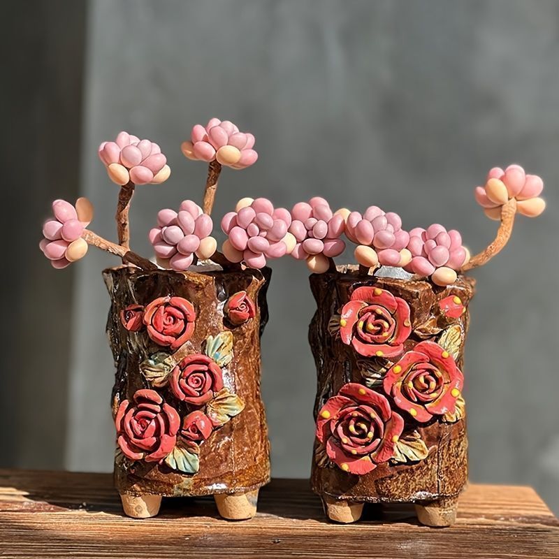 花瓶 花びん セラミック おしゃれ バラの花柄 オシャレ 2種類