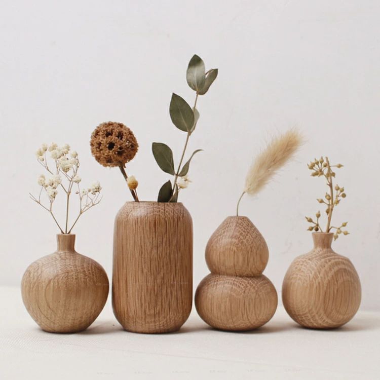 新しい未使用 フラワーベース 木製 ドライフラワーベース ドライ
