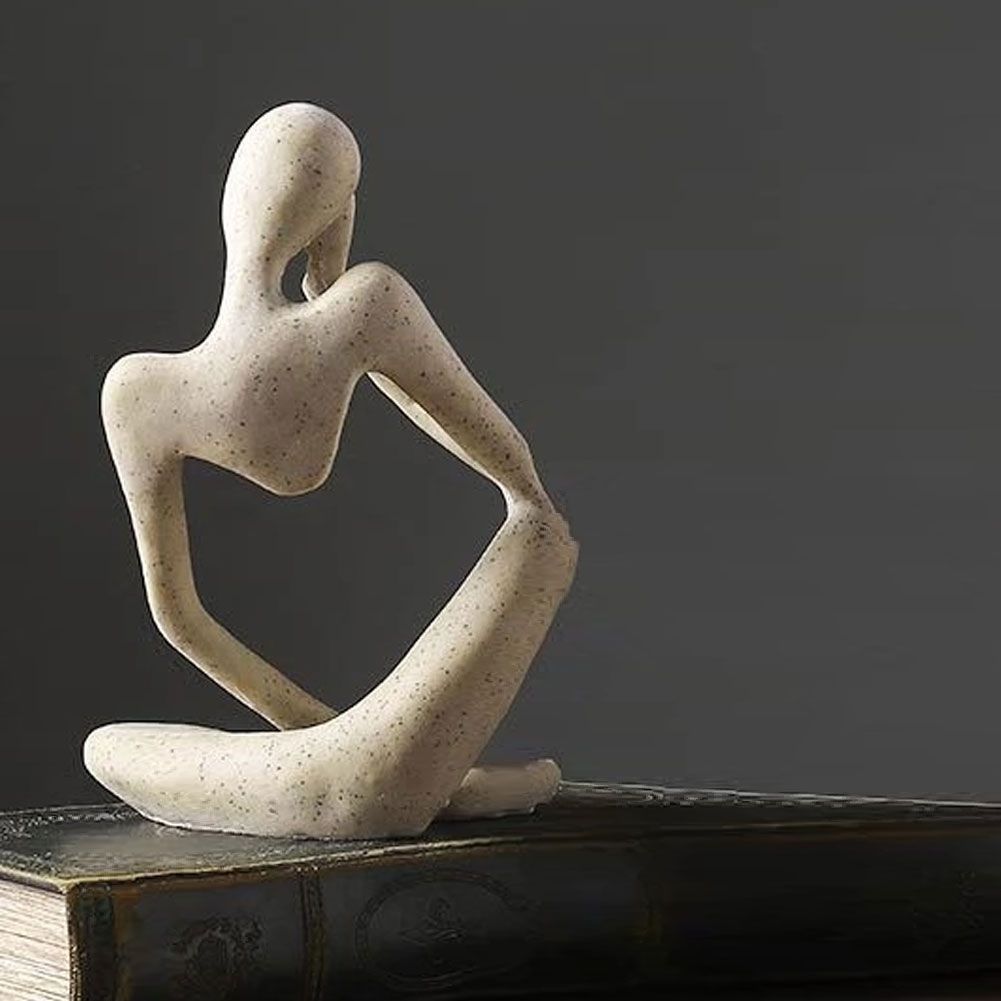 新しい未使用 オブジェ 抽象彫刻 アート 砂岩 考える人 物思いに耽る