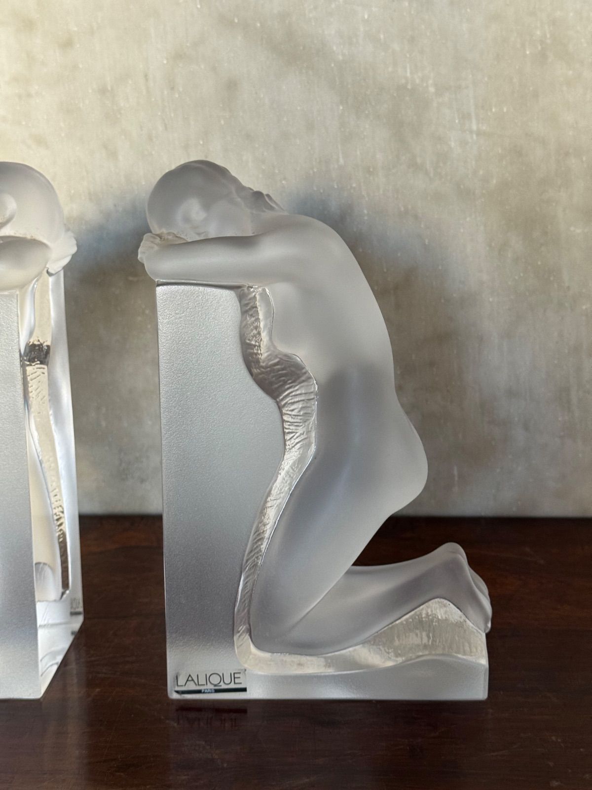 LALIQUE ラリック「レブリー」ブックエンド 裸婦像 フロストグラス