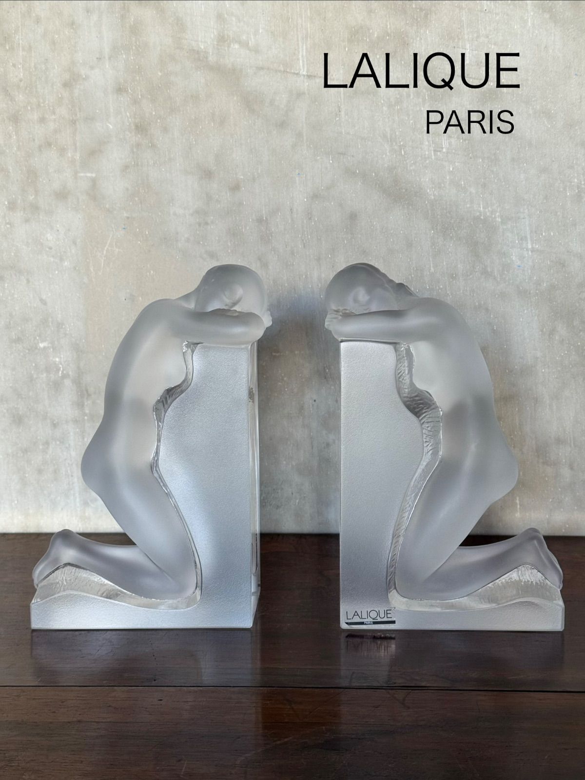 LALIQUE ラリック「レブリー」ブックエンド 裸婦像 フロストグラス