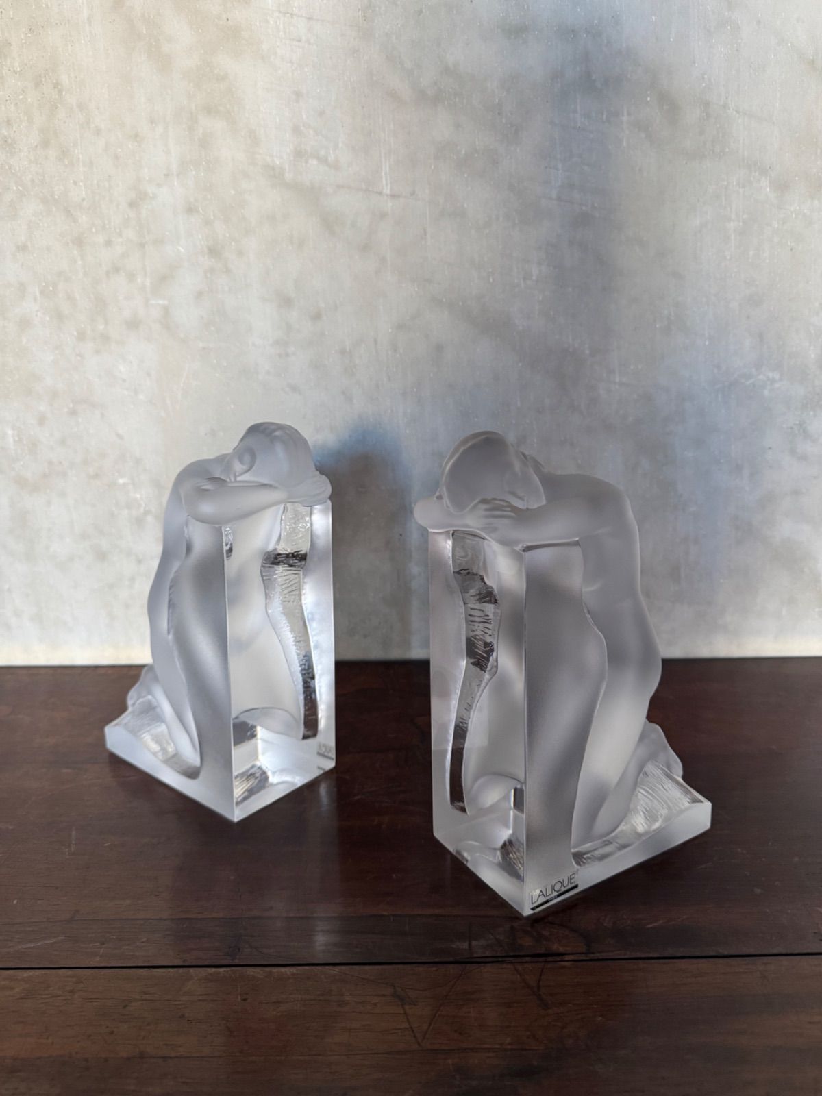 LALIQUE ラリック「レブリー」ブックエンド 裸婦像 フロストグラス