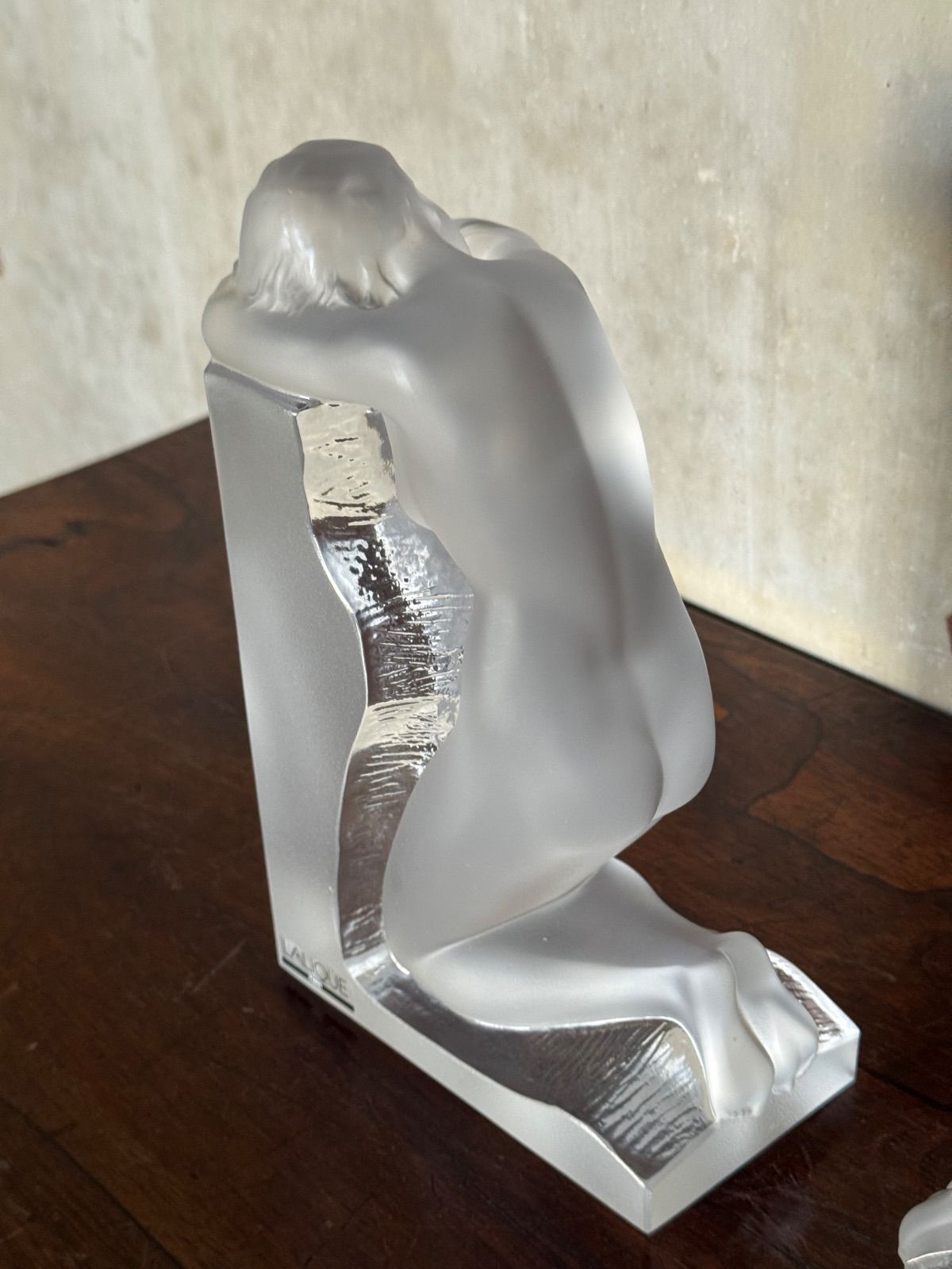LALIQUE - ラリックLalique レブリーReverie ブックエンドクリスタルガラス裸婦 LALIQUE ラリック「レブリー」ブックエンド 裸婦像 フロストグラス