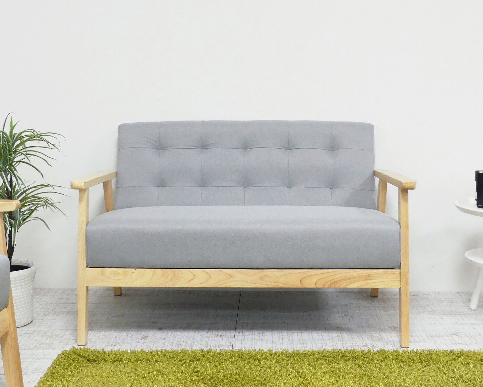 2Pソファ グレー 二人掛け 座り心地の良い ソファー 2人掛け 天然木 シンプル コンパクト スタイリッシュ おしゃれ リビング 組立式