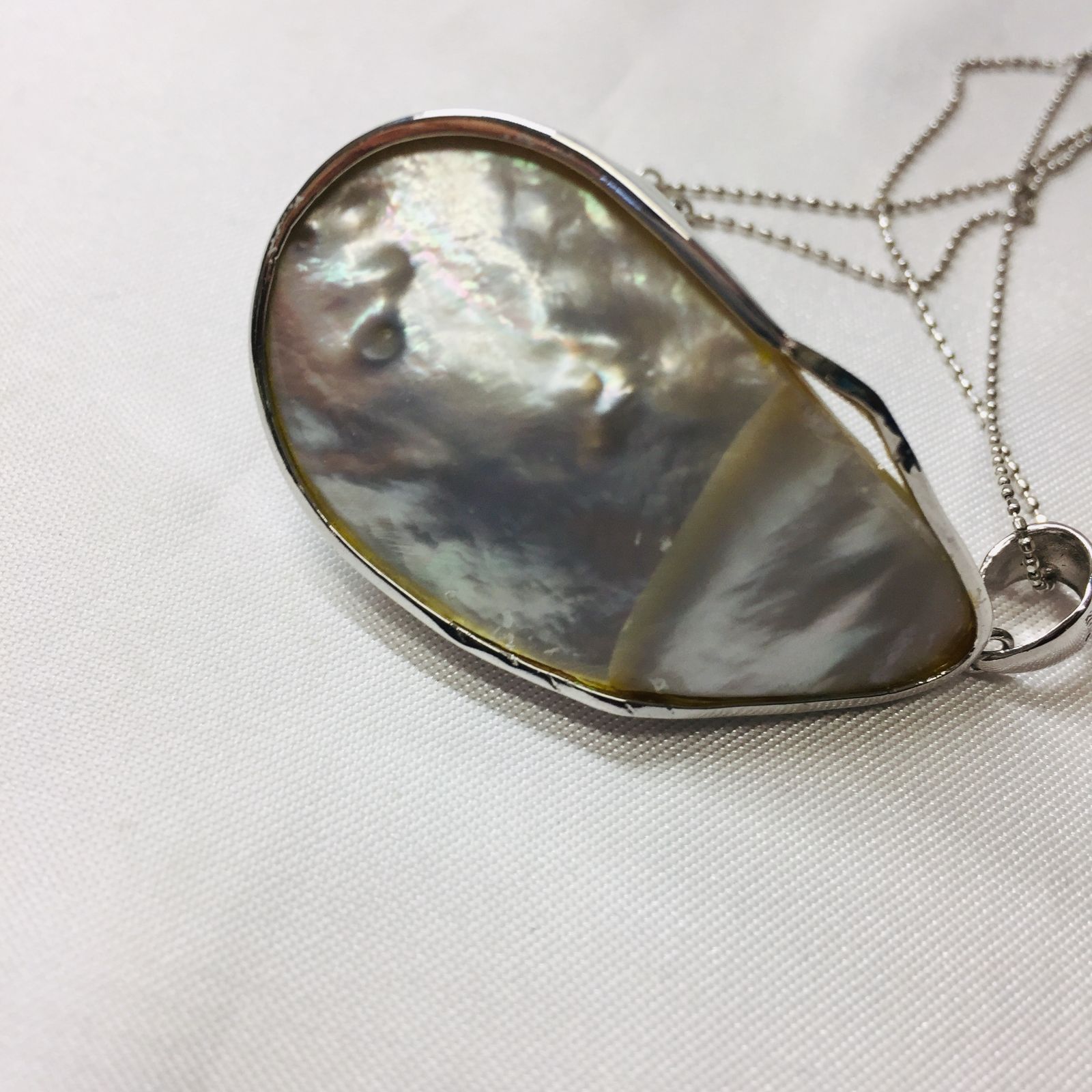 S【K14WG】ホワイトゴールド マベパール ペンダント ネックレス