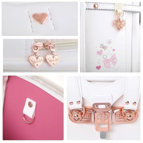  ランドセル 女の子 小学生 通学カバン 人工皮革パール生地 ワンタッチロック ハート＆蝶結び刺繍 白 ホワイト c 47 42 ca その他 キッチン 食器