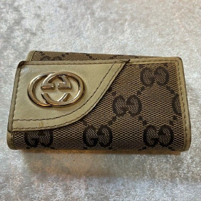 グッチ GUCCI GGキャンバスレザー インターロッキング ベージュ