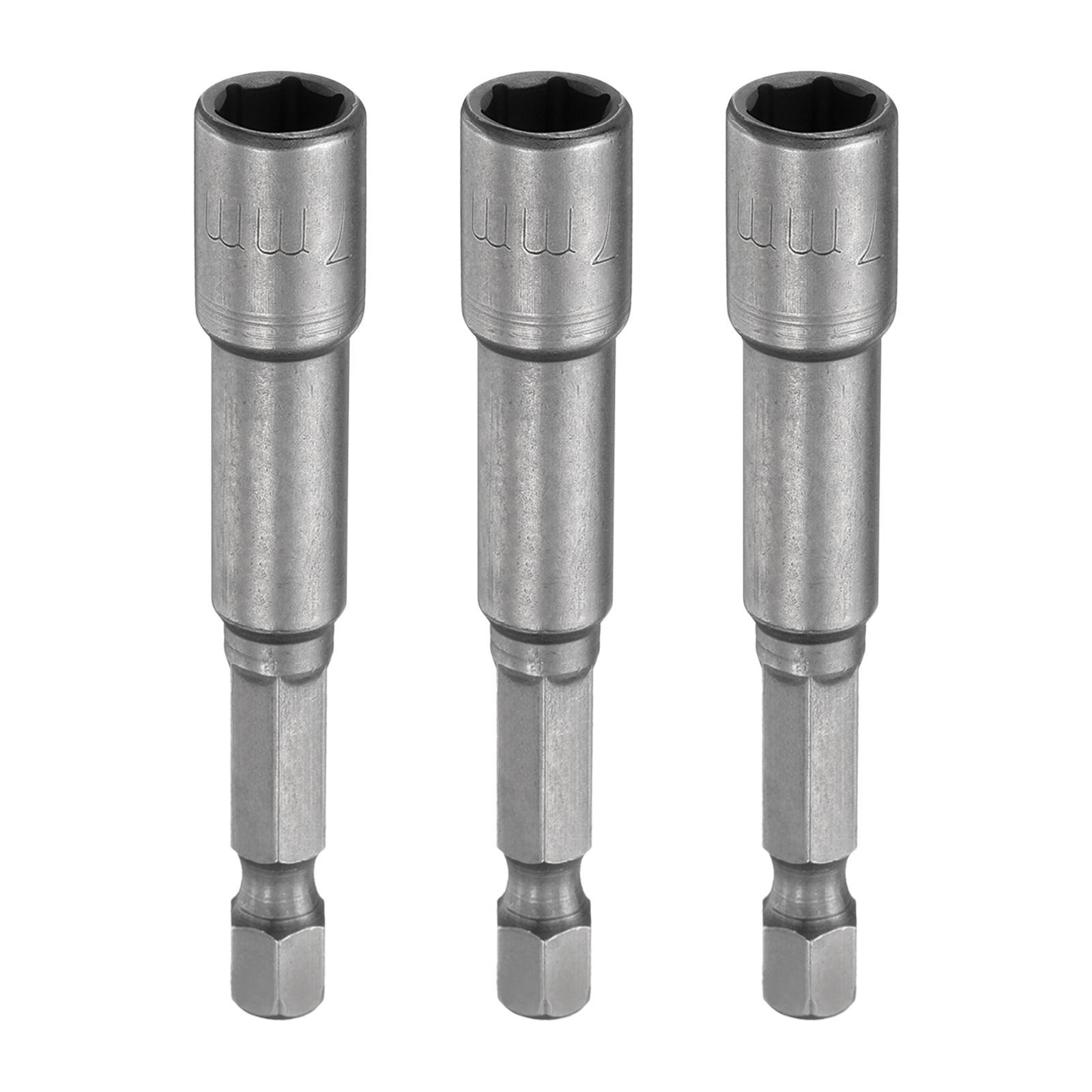 uxcell 六角ビットソケット 7 mm 3本 マグネット内蔵式 六角軸 Cr-V鋼