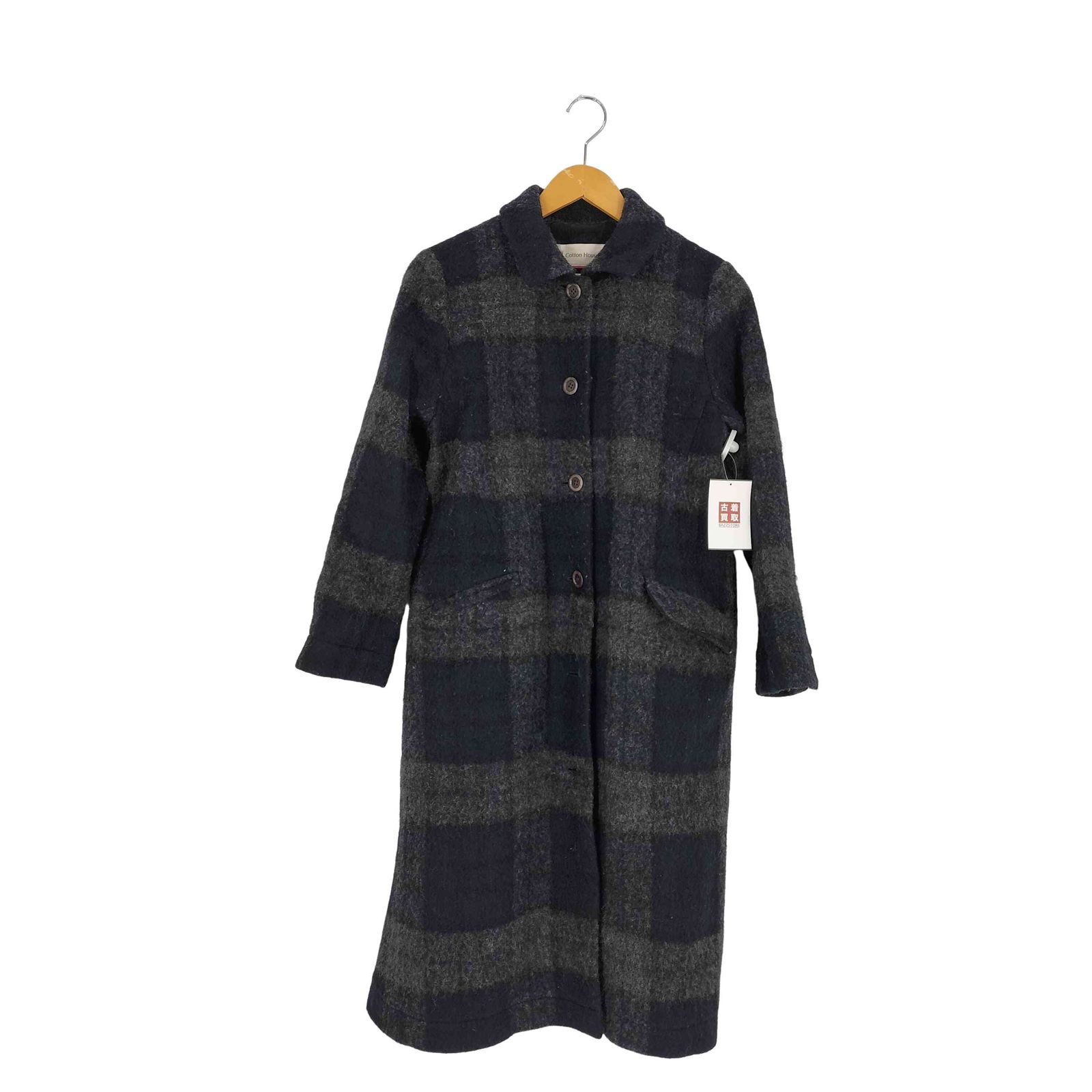 コットンハウスアヤ Cotton House Aya ウールナイロン チェック コート