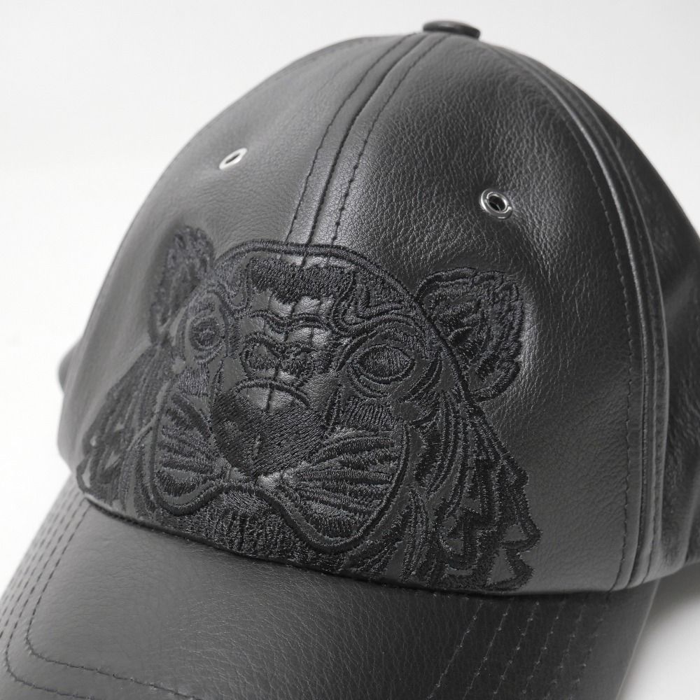 □美品□KENZO ケンゾー キャップ サイズU タイガー刺繍 レザー