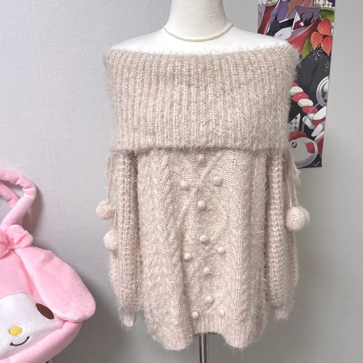 リズリサ ピンク オフショルダー ポンポンニット ピンタレスト 姫