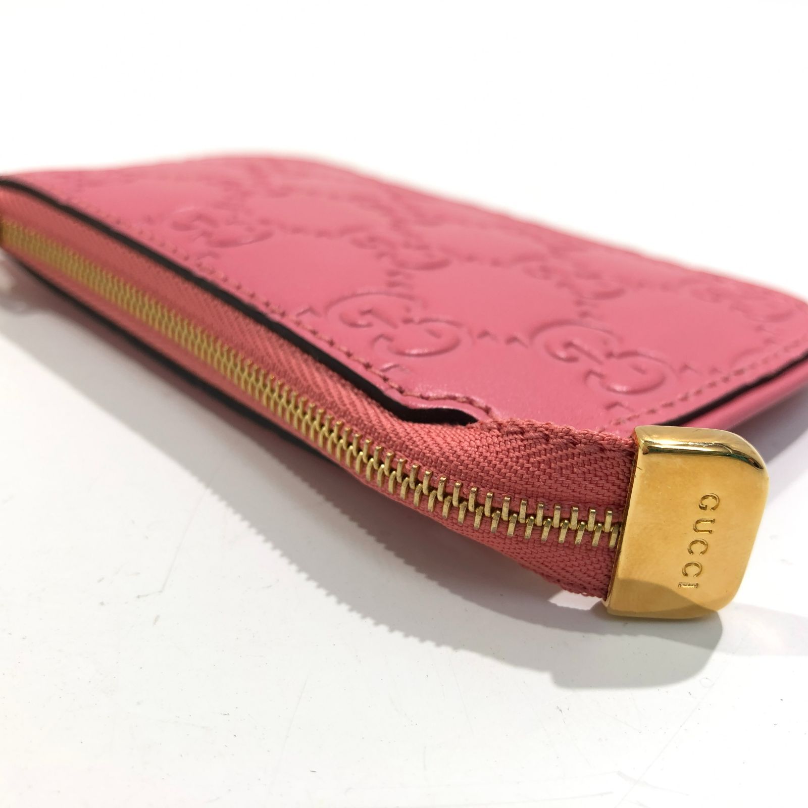 七重浜85-8-080123nh] GUCCI グッチ レザーコインケース ピンク 233183