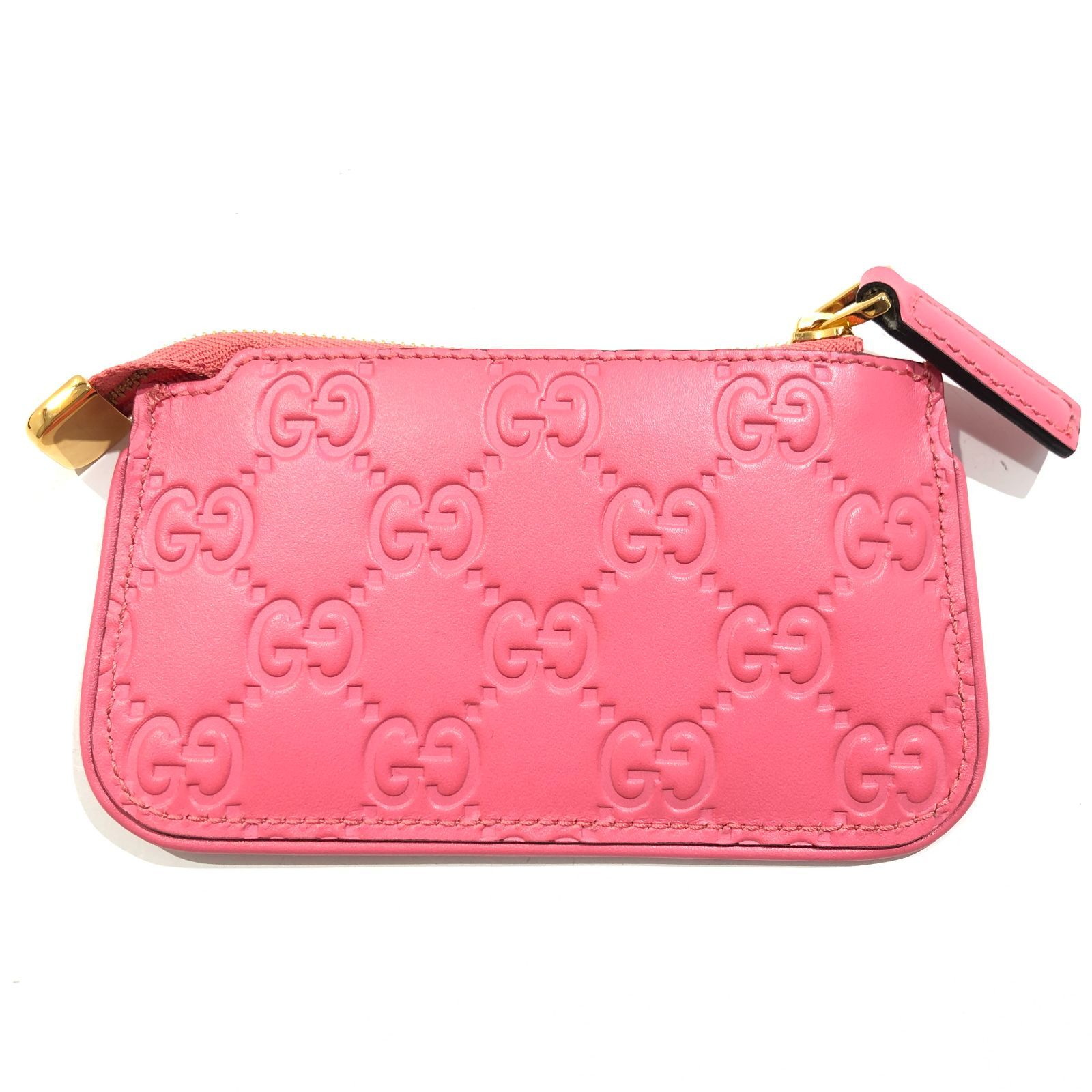 七重浜85-8-080123nh] GUCCI グッチ レザーコインケース ピンク 233183