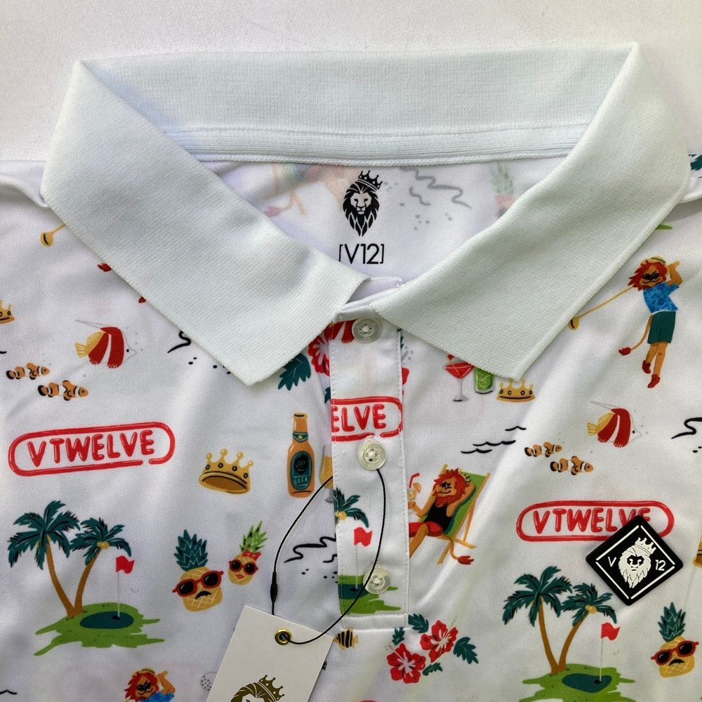 サイズ：XXL V12 ヴィトゥエルヴ 2024年モデル 半袖ポロシャツ 総柄