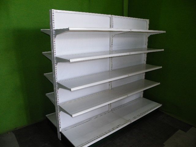 オカムラ製 H150cm×W90cm 2連結両面4段什器□陳列棚 □システム什器