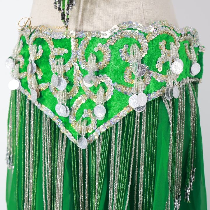 ベリーダンス オリエンタル 衣装 上下セット グリーン系 トップス