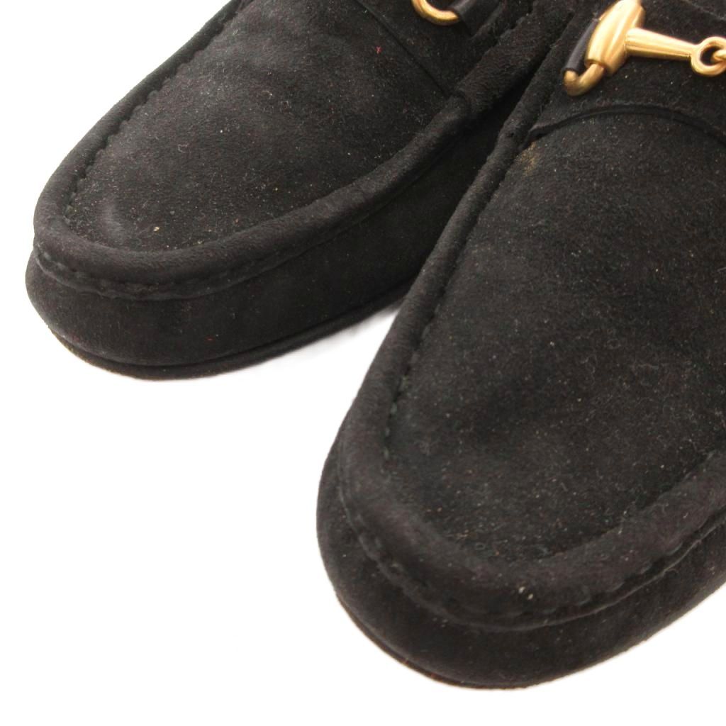 グッチ GUCCI ホースビットローファー モカシン スエード 5B 黒
