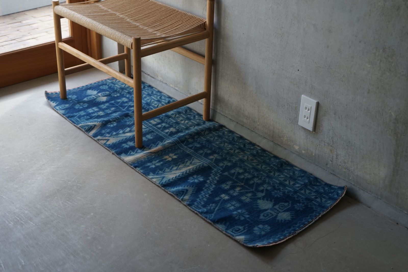 ヴィンテージラグ トルコ イスパルタ インディゴブルー オーバーダイ