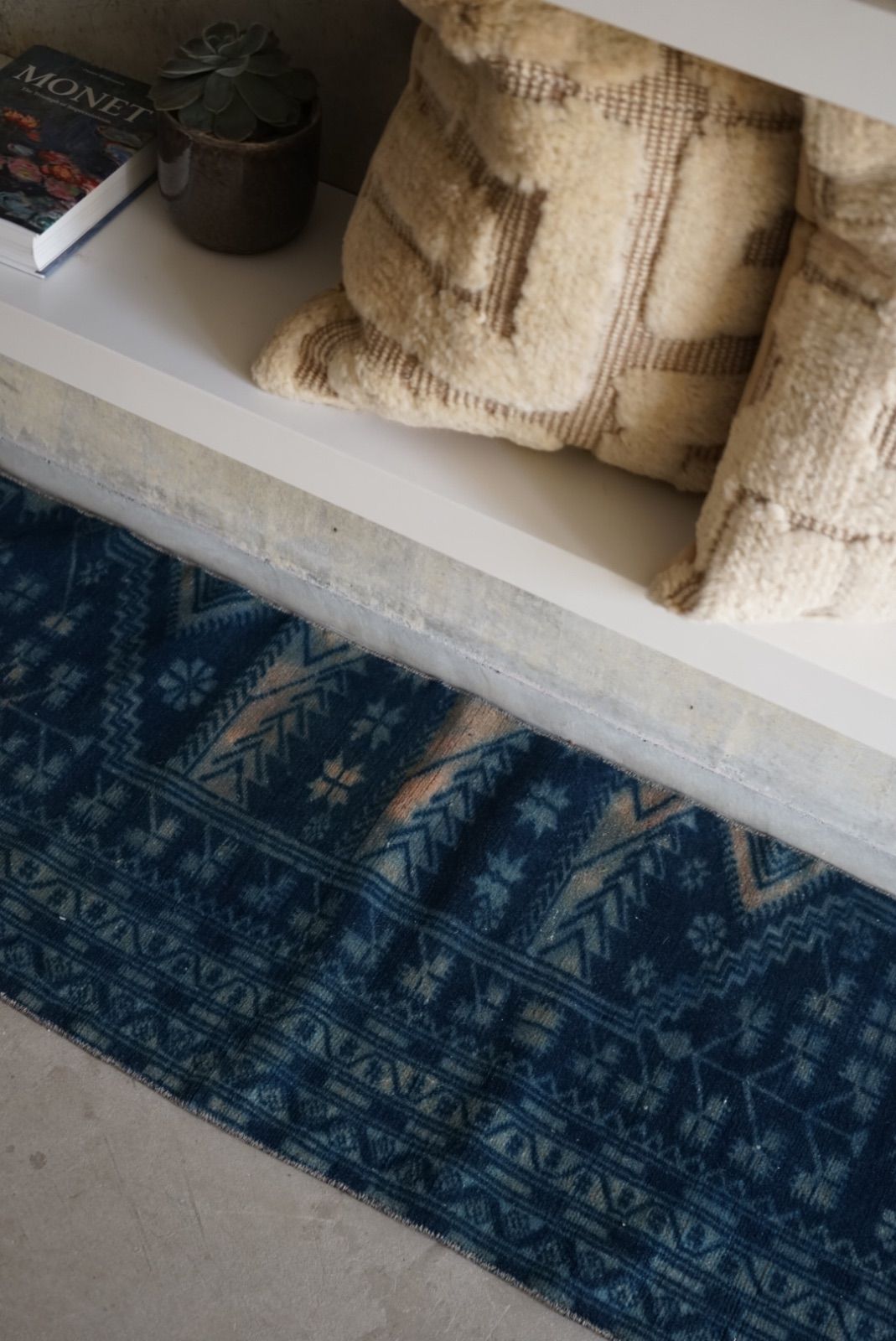 ヴィンテージラグ トルコ イスパルタ インディゴブルー オーバーダイ