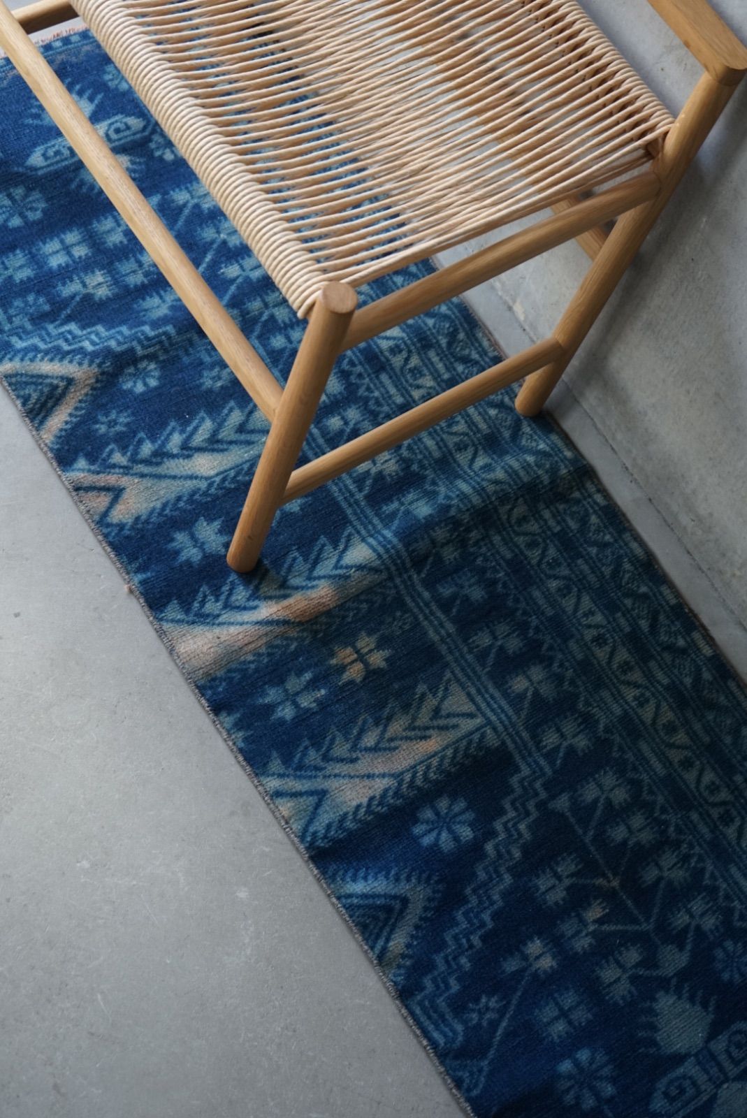 ヴィンテージラグ トルコ イスパルタ インディゴブルー オーバーダイ