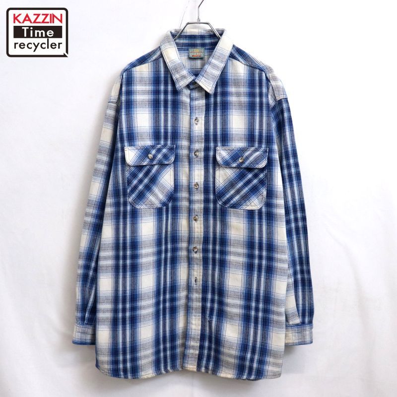 90s vintage チェック柄 ヘビーネル 長袖シャツ メンズ XL~サイズ相当