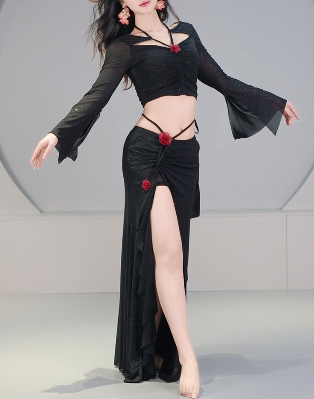 ベリーダンス 2way ローズ セットアップ ブラック LW0135BK - メルカリ