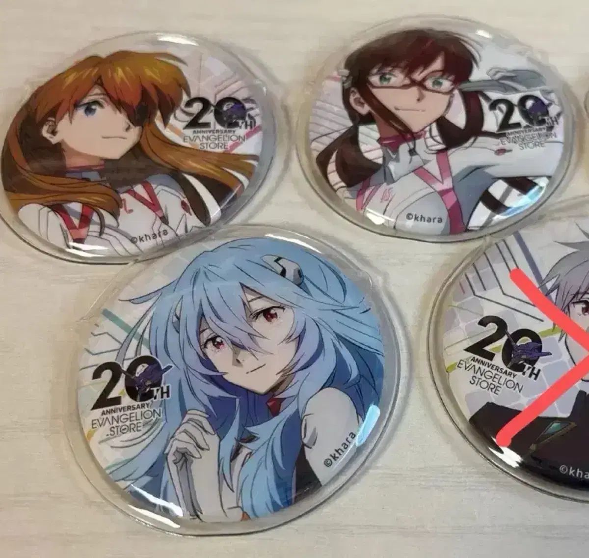 ラジオエヴァ STORE 20周年 エヴァンゲリオン 缶バッジ 綾波 アスカ