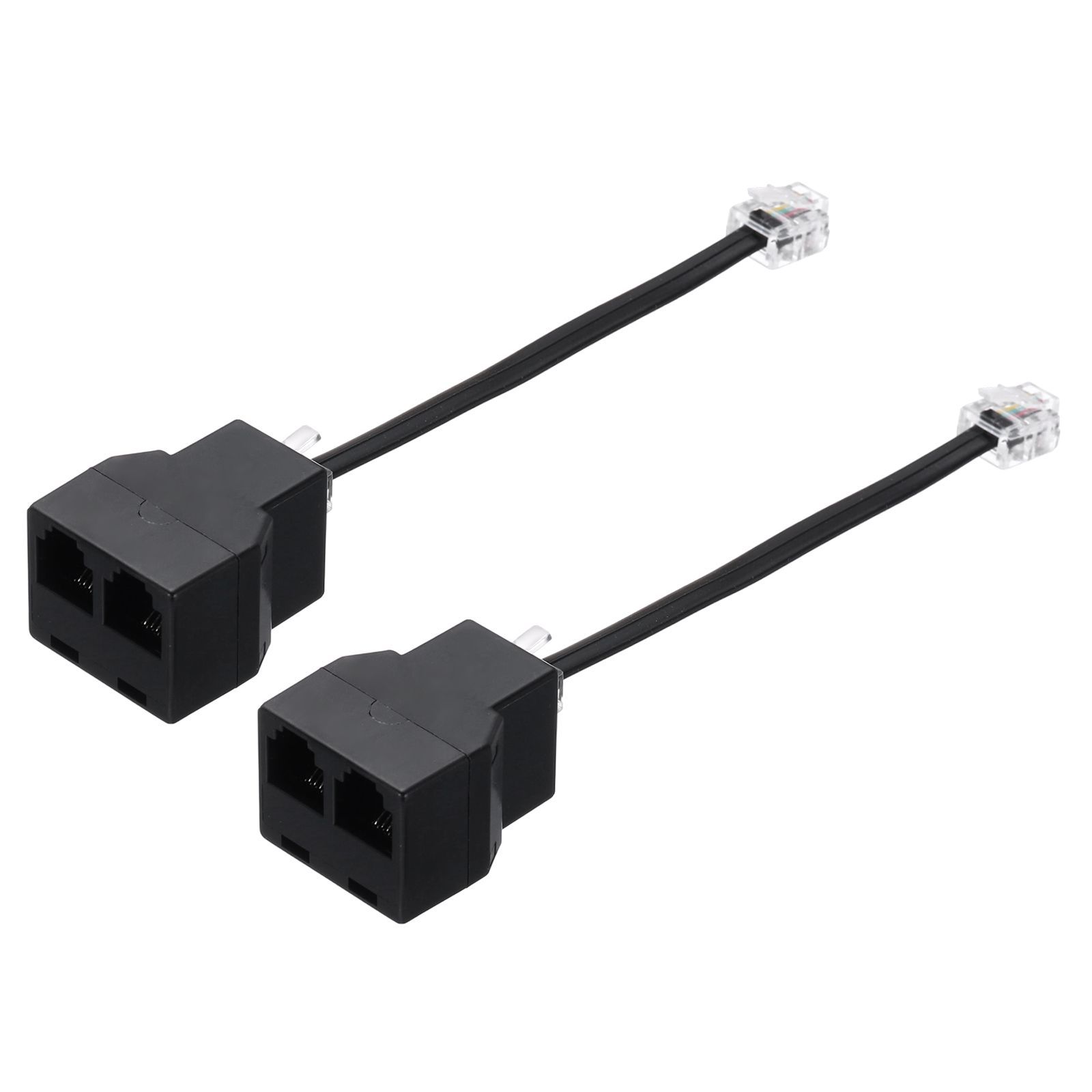 uxcell 2個 電話分配器 電話アダプター RJ11 6P4C 2分岐プラグ 電話