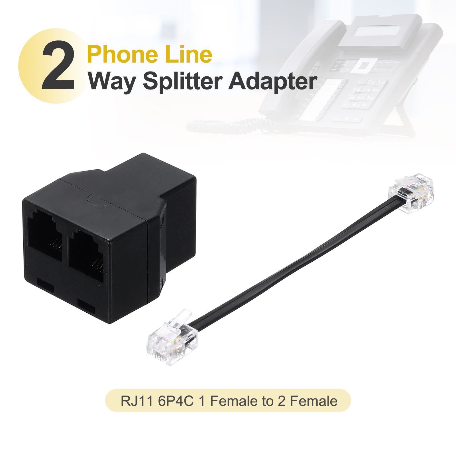 uxcell 2個 電話分配器 電話アダプター RJ11 6P4C 2分岐プラグ 電話