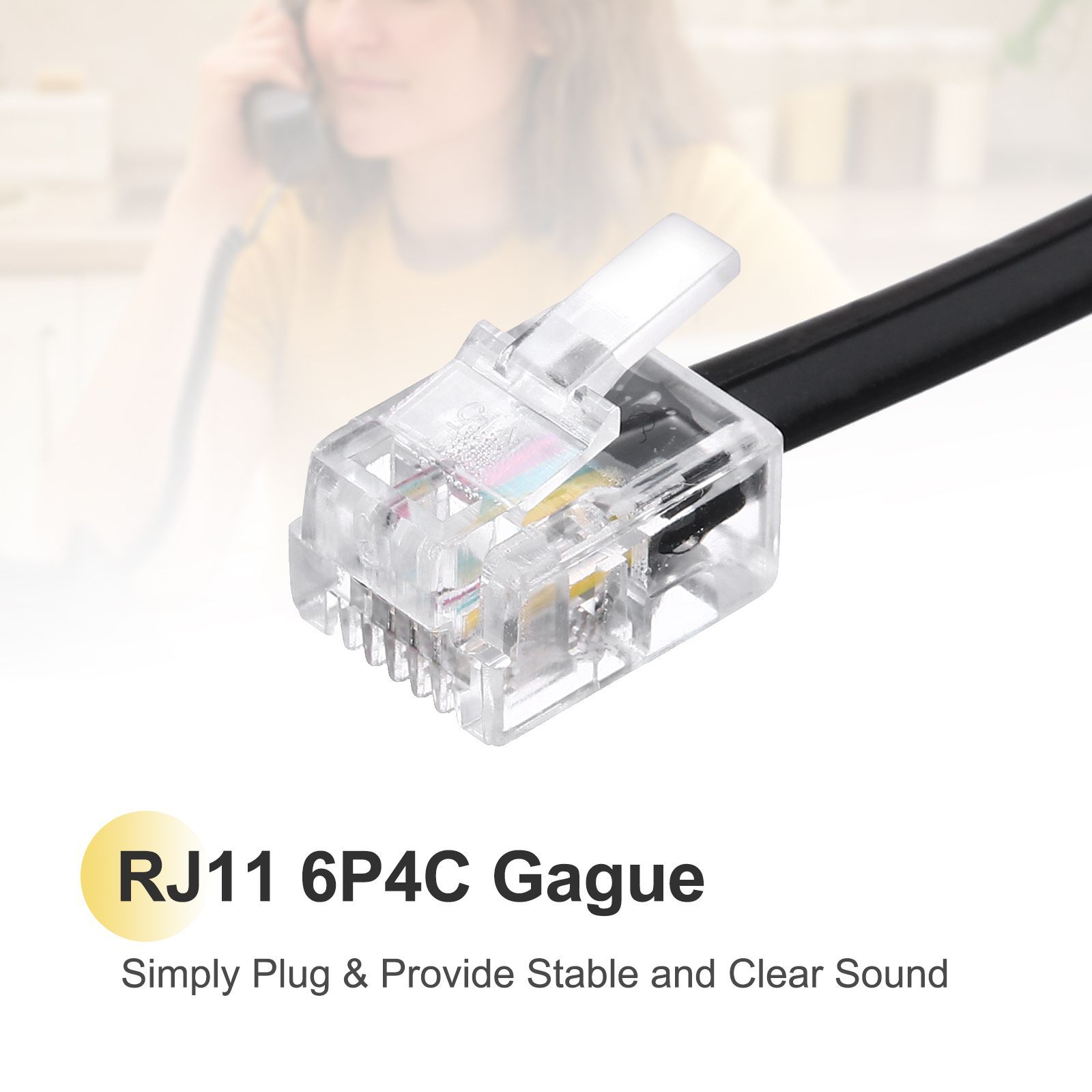 uxcell 2個 電話分配器 電話アダプター RJ11 6P4C 2分岐プラグ 電話
