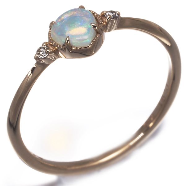 アガット リング ホワイトオパール ダイヤ ダイヤモンド 0.01ct