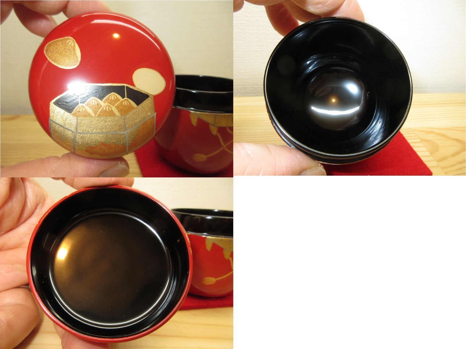 逢絢亭・新品】茶道具 棗 中棗 山中塗 朱塗 貝桶蒔絵 木製 中村湖彩 共