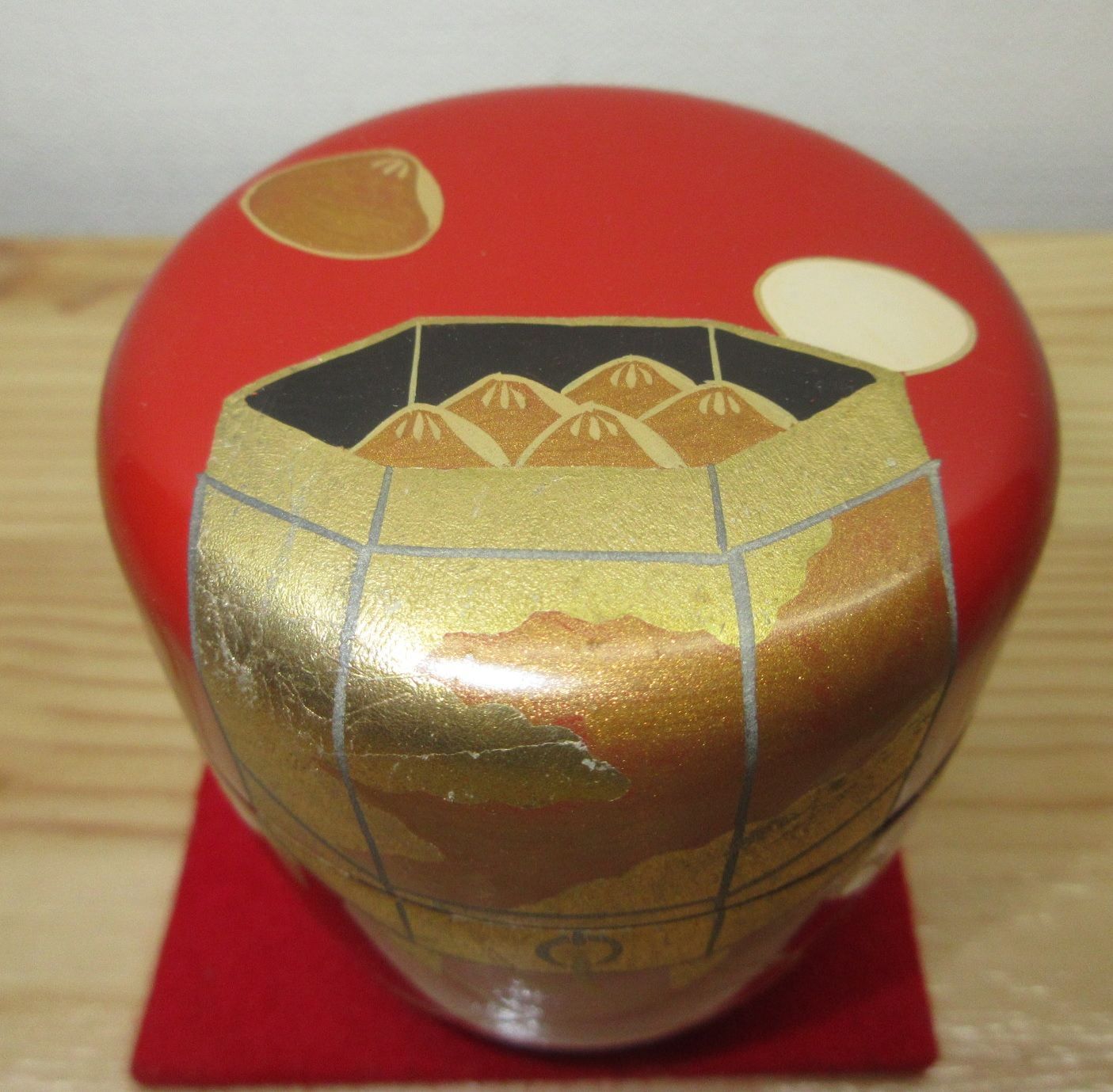 逢絢亭・新品】茶道具 棗 中棗 山中塗 朱塗 貝桶蒔絵 木製 中村湖彩 共