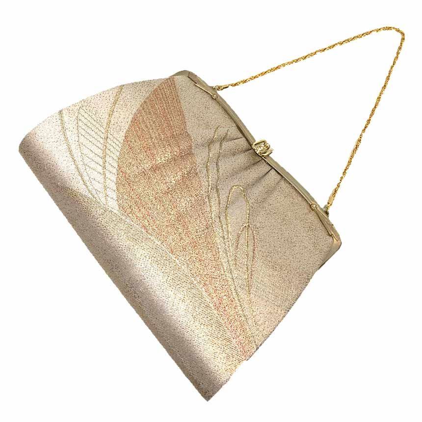 京やO275 和装バッグ 佐賀錦織 金糸 銀糸 ゴールド シルバー レトロ