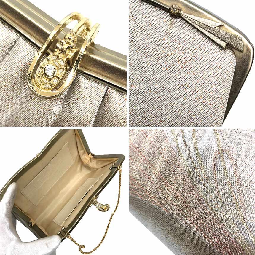 京やO275 和装バッグ 佐賀錦織 金糸 銀糸 ゴールド シルバー レトロ