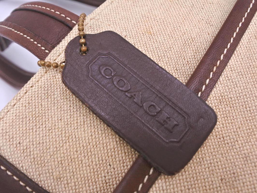 COACH コーチ 6122 キャンバス レザー 切替 トート バッグ ベージュ
