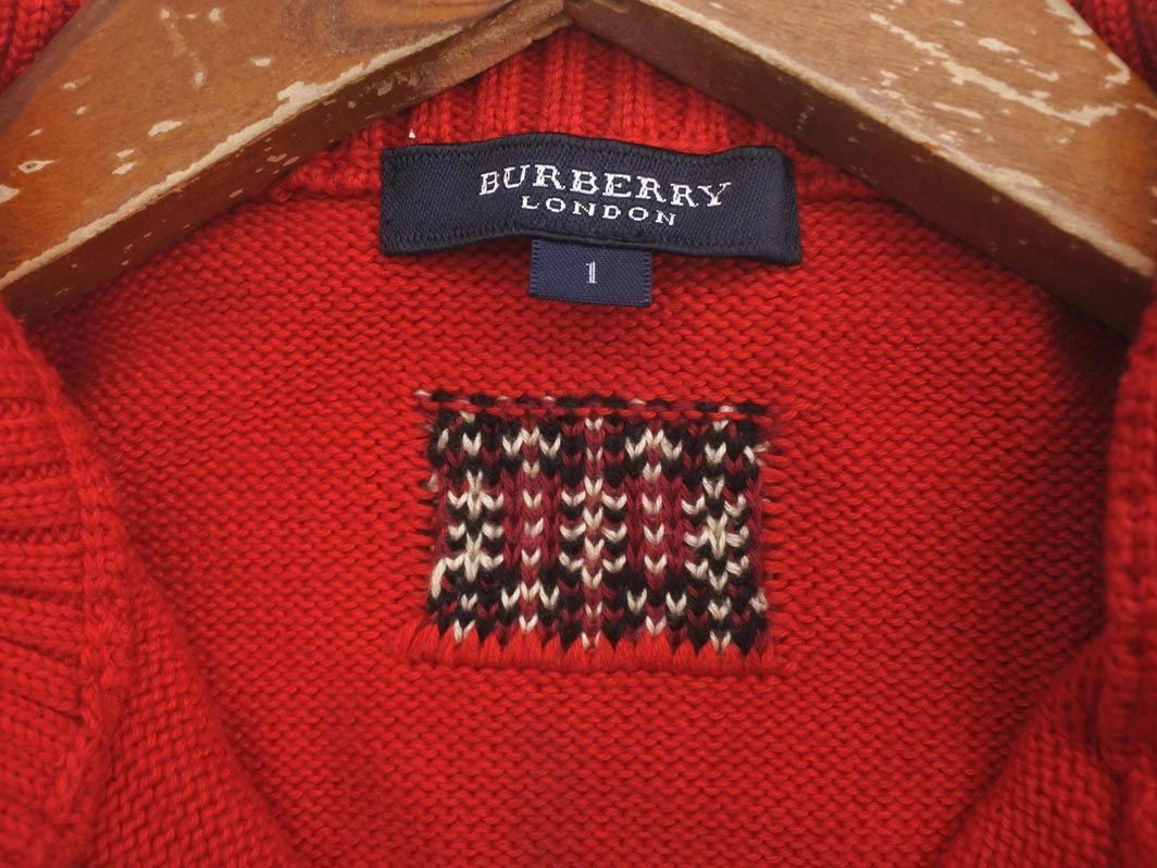 BURBERRY バーバリー ジップアップ ニット ジャケット size1/赤
