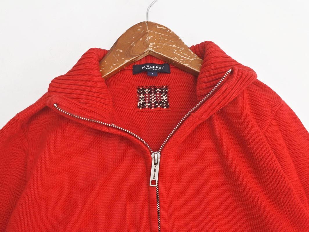 BURBERRY バーバリー ジップアップ ニット ジャケット size1/赤