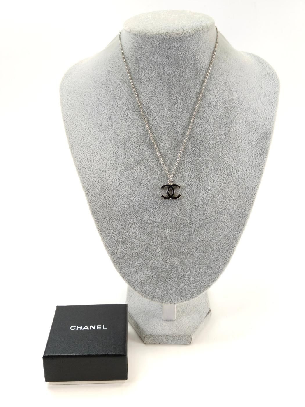 CHANEL シャネル ココマーク ネックレス シルバー×ブラック 管理番号