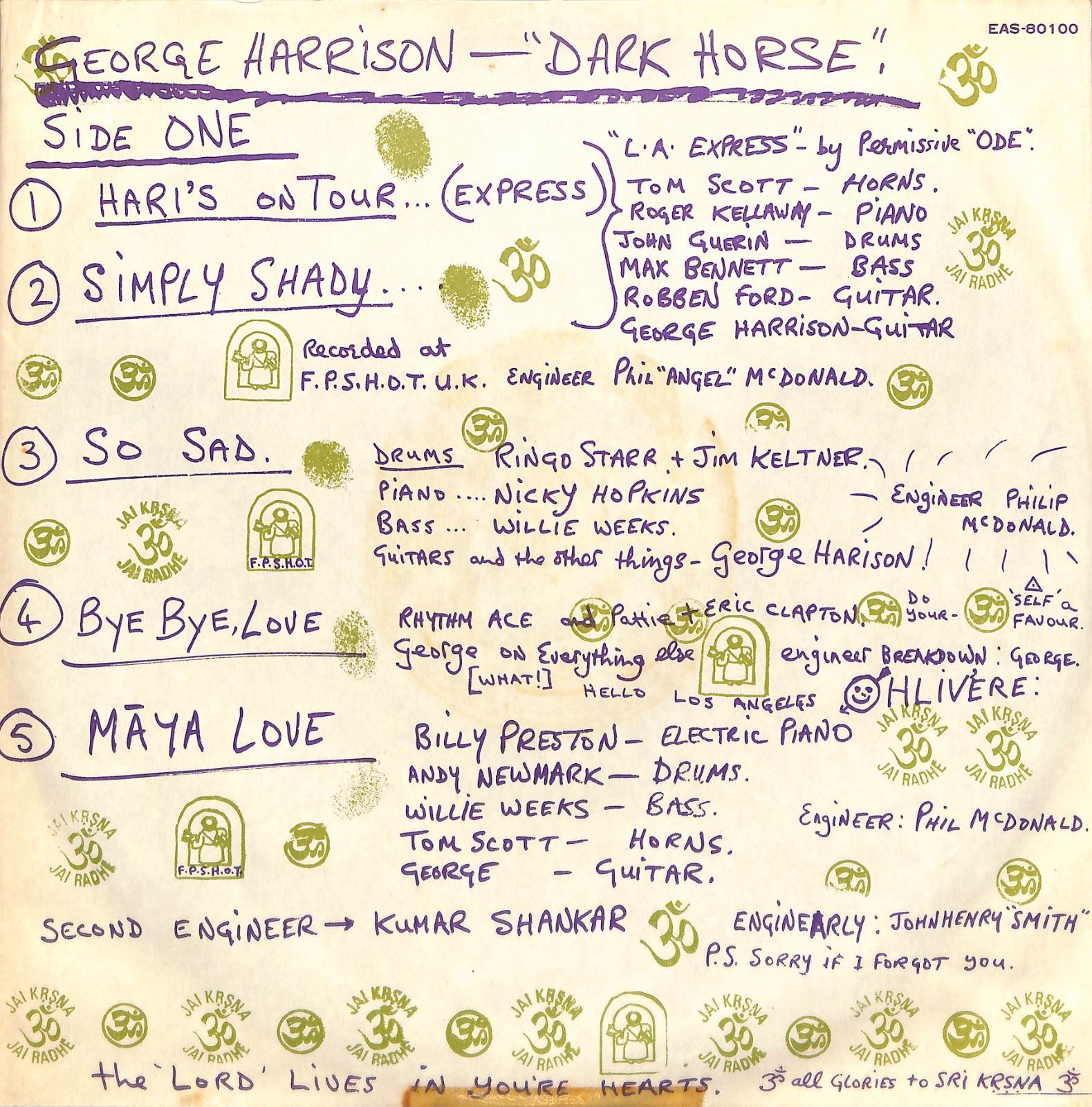 激レア!非売品!レコード新品!全体新品同様!1974年 ジョージ・ハリスン 芽瑠璃堂 ＞ ジョージ・ハリスンが1974年に行ったツアーの貴重なライヴ