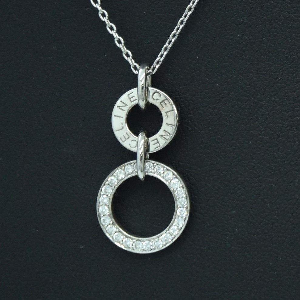 18WG/Diamond CELINE Circle Necklace White Gold Accessory Jewelry for Women Men Fashion Casual