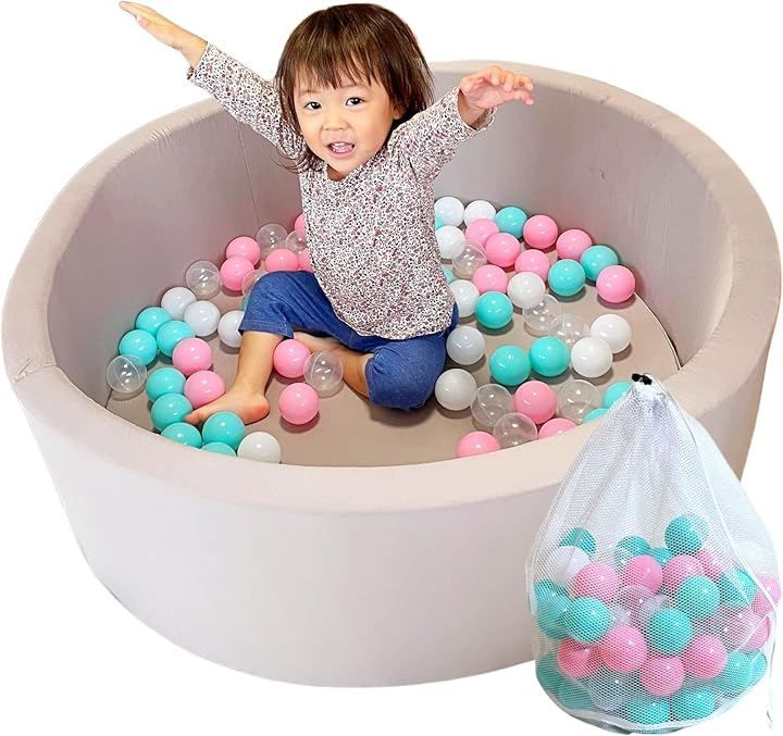 heizi ボールプール 保育士監修柔らかウレタン素材 子供 室内遊具 スポンジ遊具 大型 キッズテント グレー 90 cm ボール付き