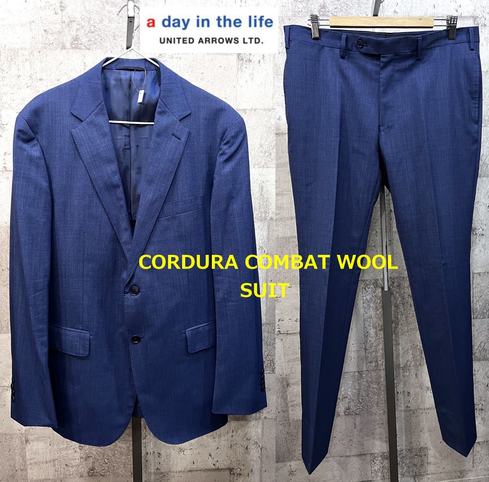 美品 ユナイテッドアローズ CORDURA COMBAT WOOL スーツ 52 ネイビー