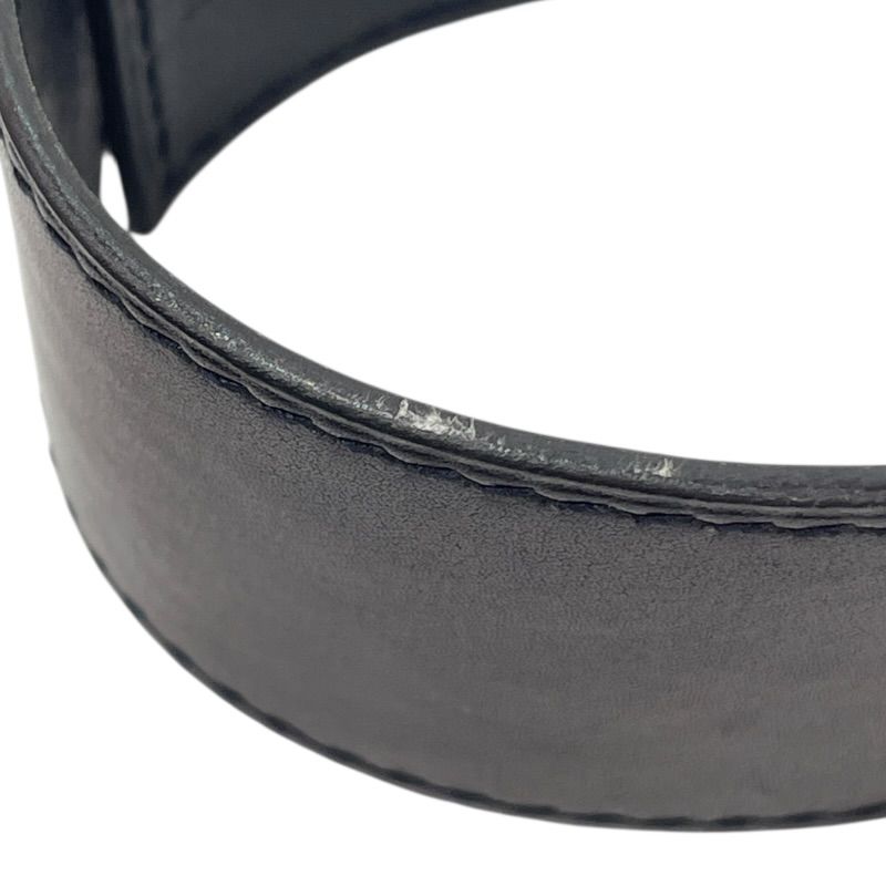 エルメス HERMES アルテミス バングル ブラック シルバー金具 レザー